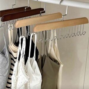 Wooden Multi-Hook Hanger for Closet Organization